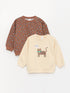LC Waikiki Crew Neck Long Sleeve Printed Baby Girl Sweatshirt 2 Pieces